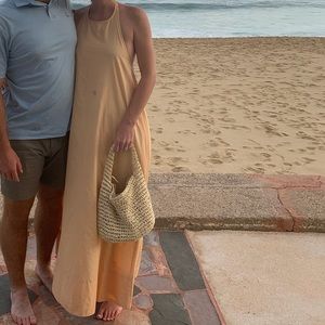 Free people peach/nude halter maxi